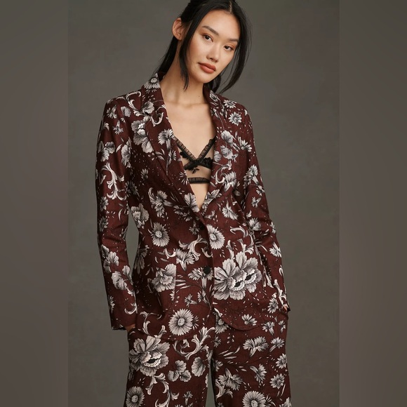 By‎ Anthropologie Printed Linen Blazer - Picture 5 of 5